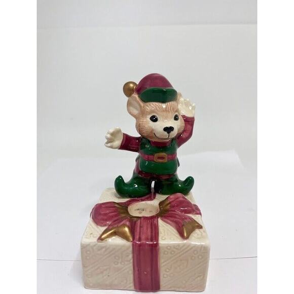 Omnibus Fitz & Floyd Christmas Mouse / Elf Candle Holder Pair 5.25" #2052/103 - Picture 7 of 10